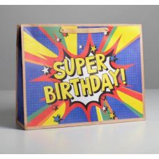Пакет подарочный Super birthday, 40 см